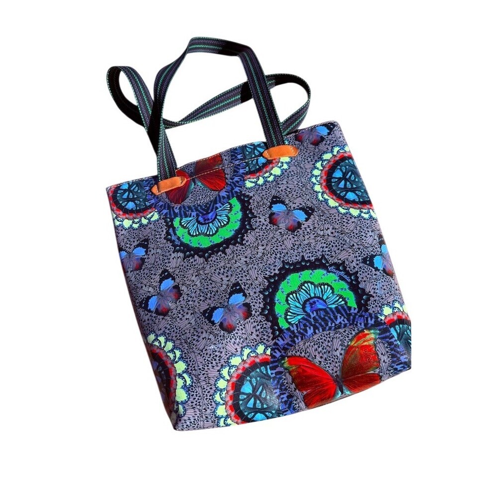 Consuela Tote Bag Butterfly Print Multicolor Blue